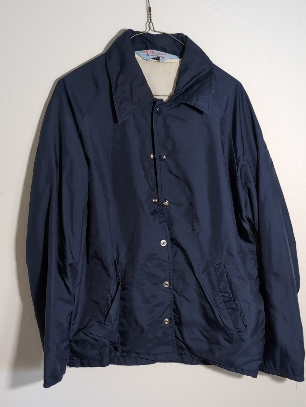 Vintage Men's Navy Coach Jacket - Classic Lightweight Outerwear
